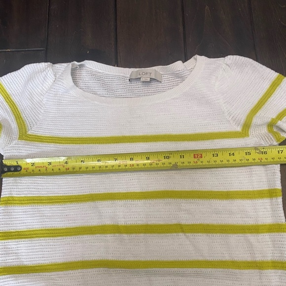 LOFT knit top - white with green stripes ๐ Host Pick!๐ - Picture 7 of 7